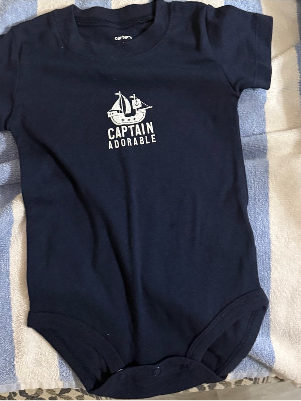 Carter's Size 12 Months Navy 'Captain Adorable' One-Piece